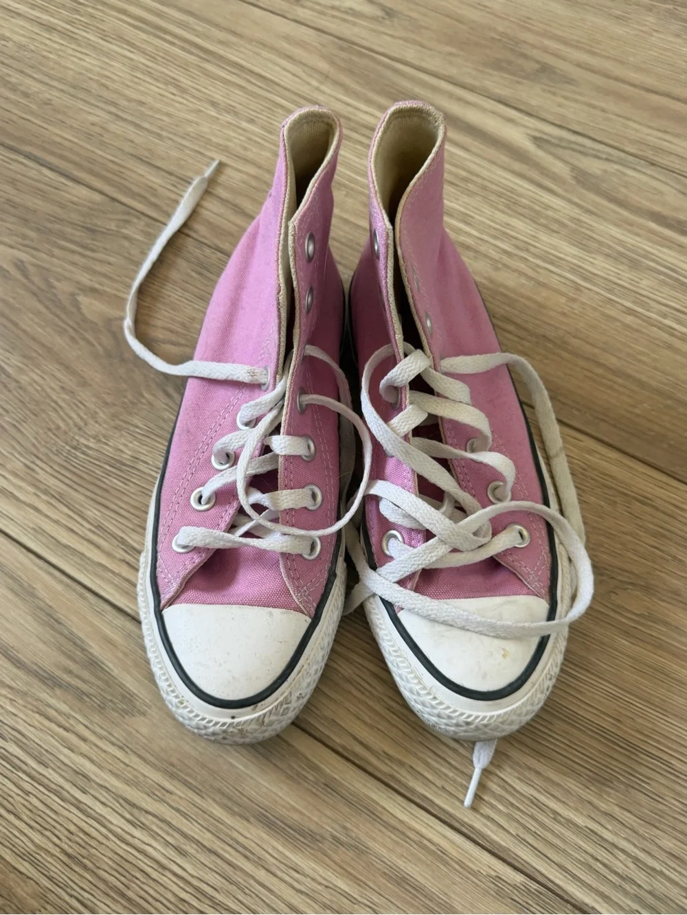 Converse Pink High-Top Canvas Sneakers with White Laces